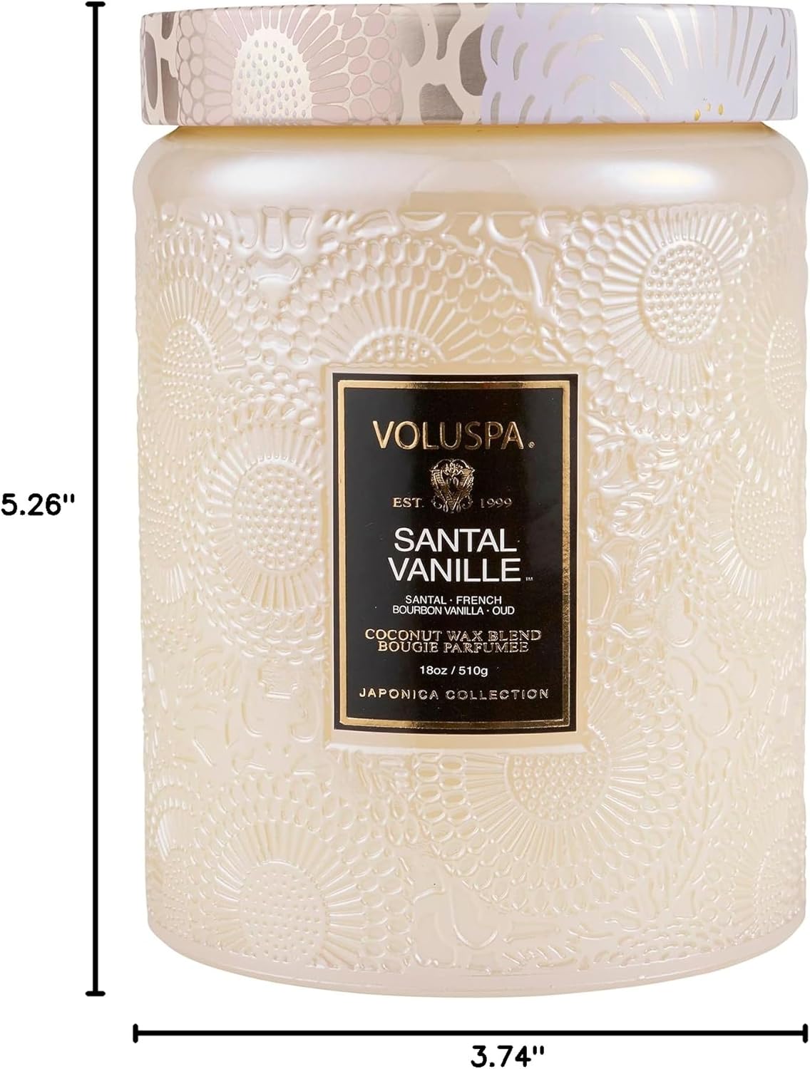 Voluspa Baltic Amber Candle, 18 oz, Coconut Wax Blend, Scented Candles for Home, 100 Hour Burn Time, Candle Jar