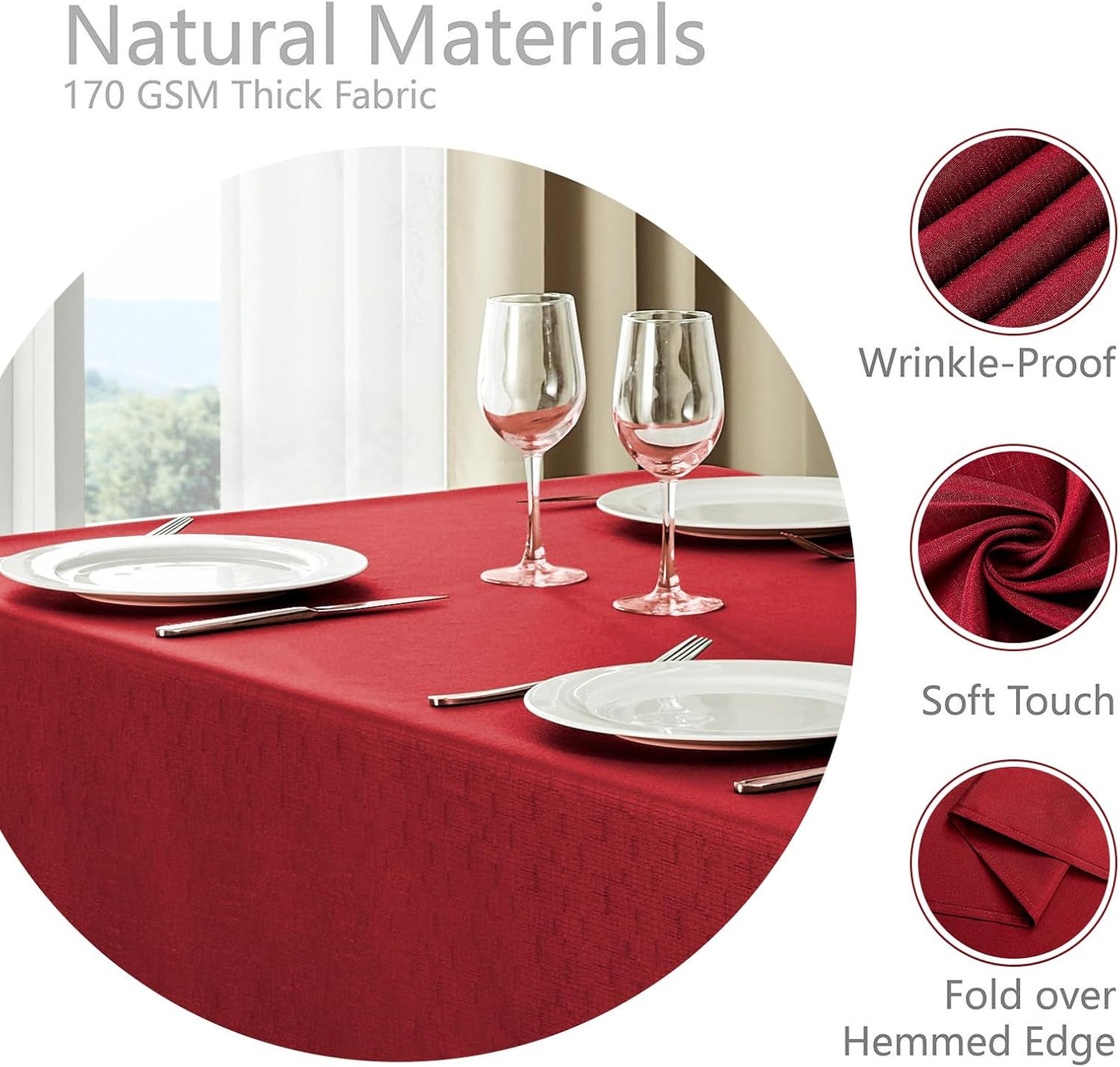 Veblandy Rectangle Tablecloth Waterproof Linen Textured Table Cloth Stain and Wrinkle Resistant Washable, Decorative Fabric Table Cover for Dining, Party and Camping (Sage Green, 52 * 70)