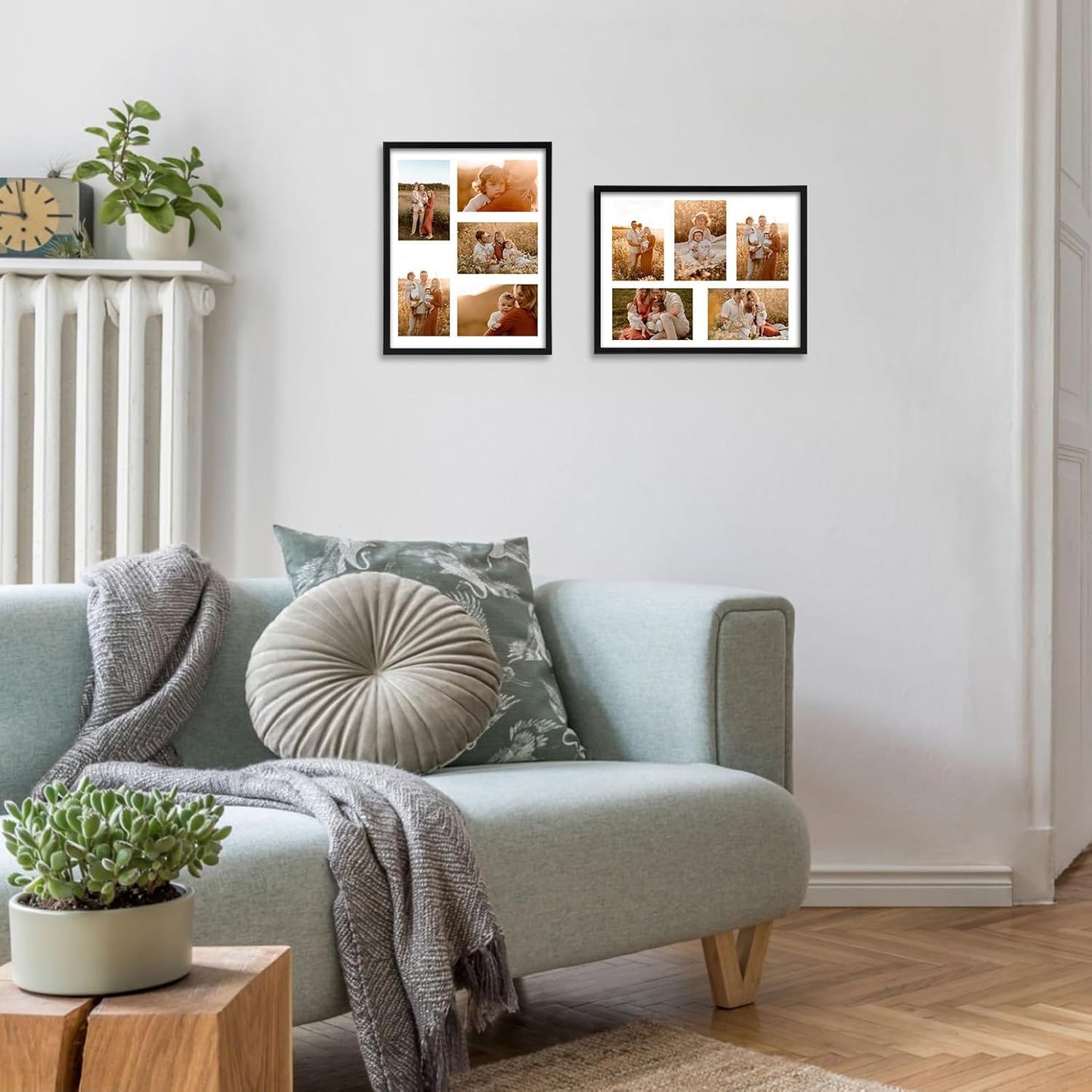 PHAREGE 5 Openings 4x6 Picture Frame Collage Black 4 Pack, 11x14 Poster Frame Set of 4, Display Family Wedding Photos Horizontal or Vertical on The Wall