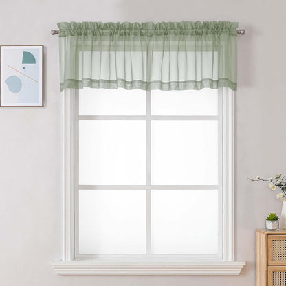 Chyhomenyc Sheer White Valances for Windows 2 Pack, Small Window Curtains for Living Room Bathroom Cafe Laundry Basement, Modern Top Dual Rod Pocket Voile Curtain, 42W x 14L inches, White - Colors A