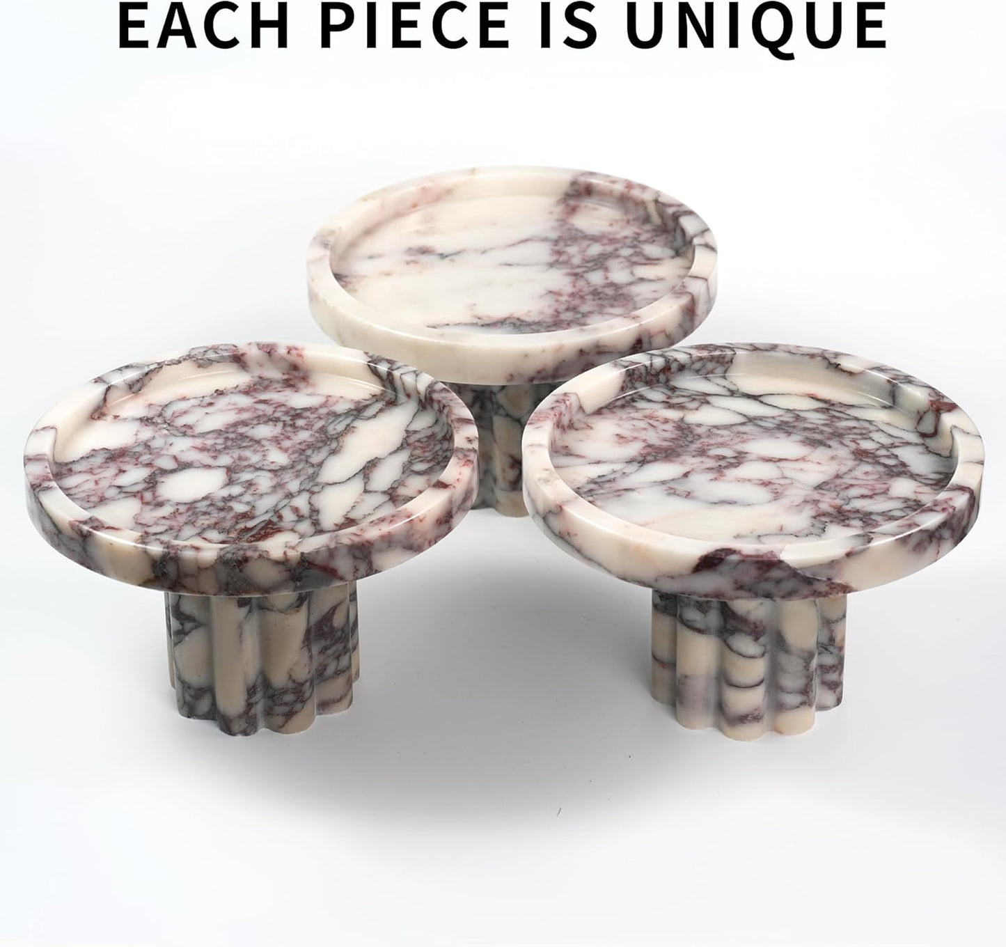 Marble Perfume Tray with Legs - Oval Decorative Stone Pedestal for Bathroom Vanity Coffee Table Kitchen Countertop, Footed Jewelry Candle Organizers Catchall Plate Riser with Scalloped Feet