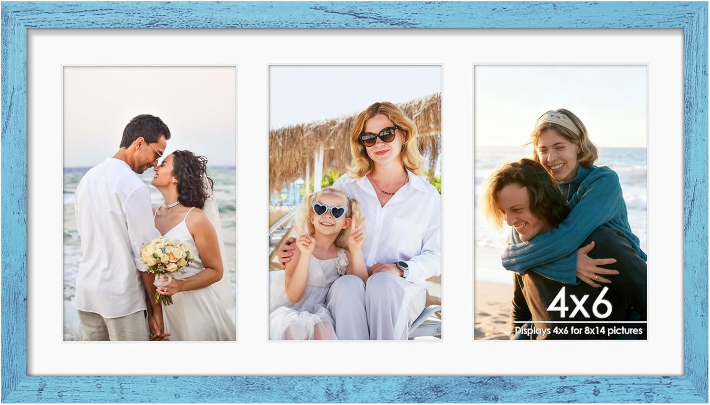 DUENPY 14x26 Collage Picture Frame 4x6 Collage Picture Frame Displays Twelve 4x6 inch Photos Available Horizontal Wall Mounting Display and Vertical Black - Colors A