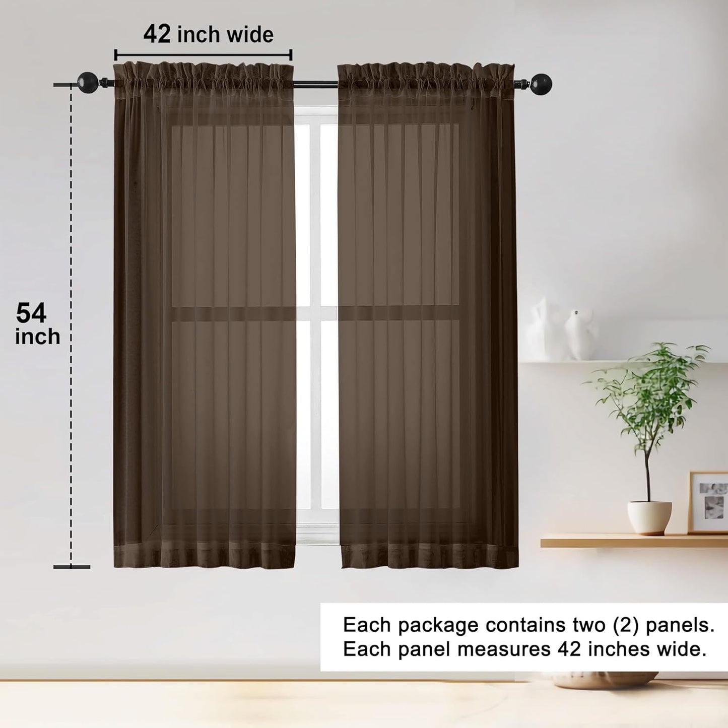 OWENIE Sheer Curtains 84 inches Long 2 Panels Set for Living Room/Bedroom, Rod Pocket Voile Sheer Panel Drapes, White, 2pcs, Each 42" W x 84" L - Colors A