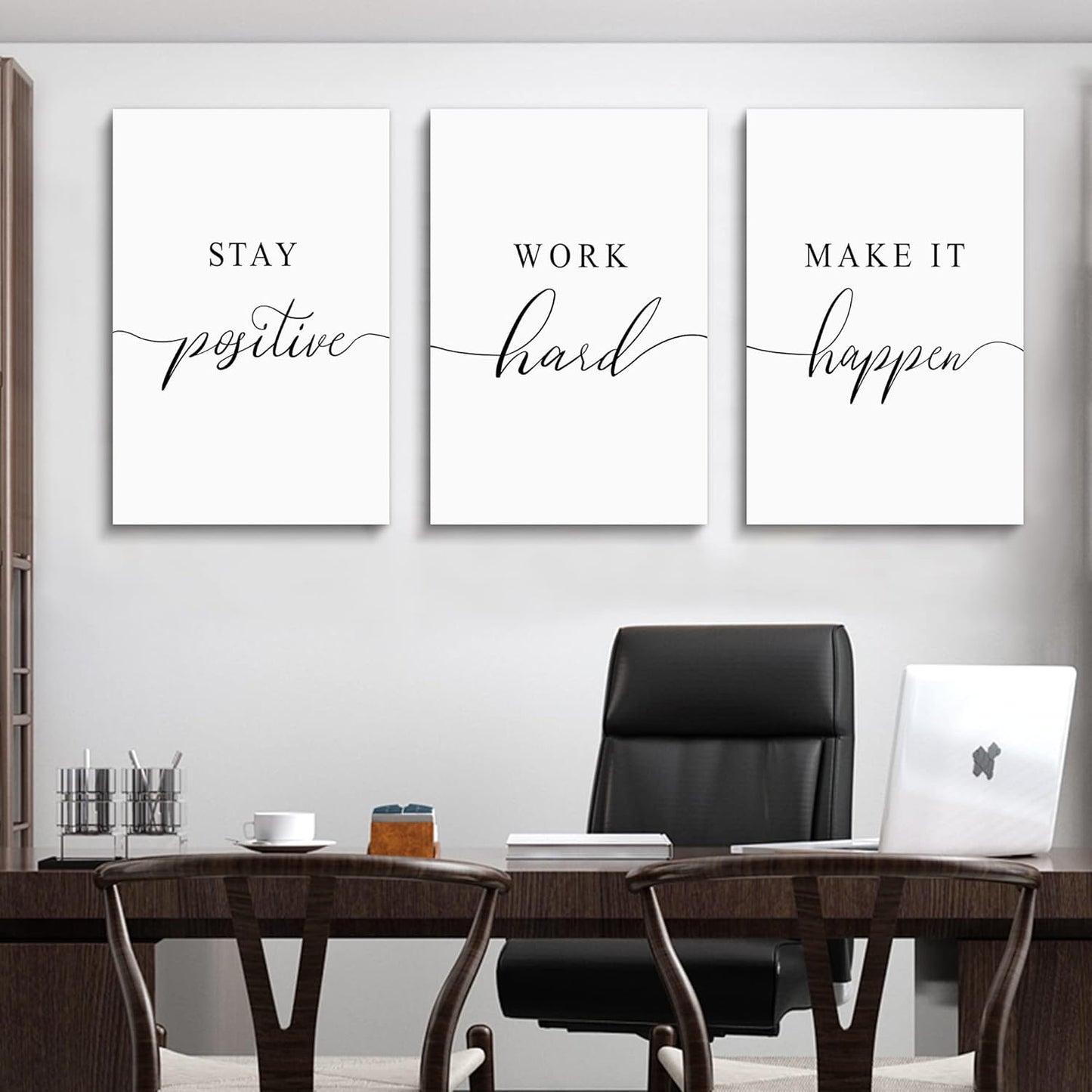 Inspirational Canvas Painting Wall Art -EPHANY ART,Mindset Quotes Prints, Success Framed Entrepreneur Poster Positive Quotes Wall Poster for Home Office Workplace (M-3pcs,12x16inchx3pcs)