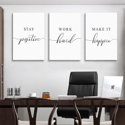 Inspirational Canvas Painting Wall Art -EPHANY ART,Mindset Quotes Prints, Success Framed Entrepreneur Poster Positive Quotes Wall Poster for Home Office Workplace (M-3pcs,12x16inchx3pcs)