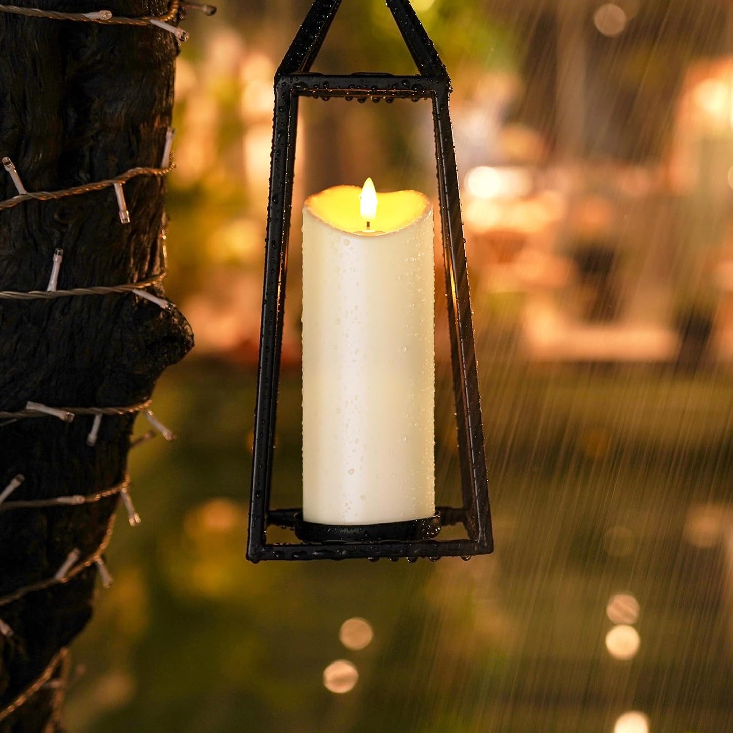 Homemory 6"x3" Outdoor Waterproof Flameless Candles, LED Candles, Battery Operated Candles with Remote and Timers, Electric Fake Plastic Pillar Candles, Ivory White, Set of 2