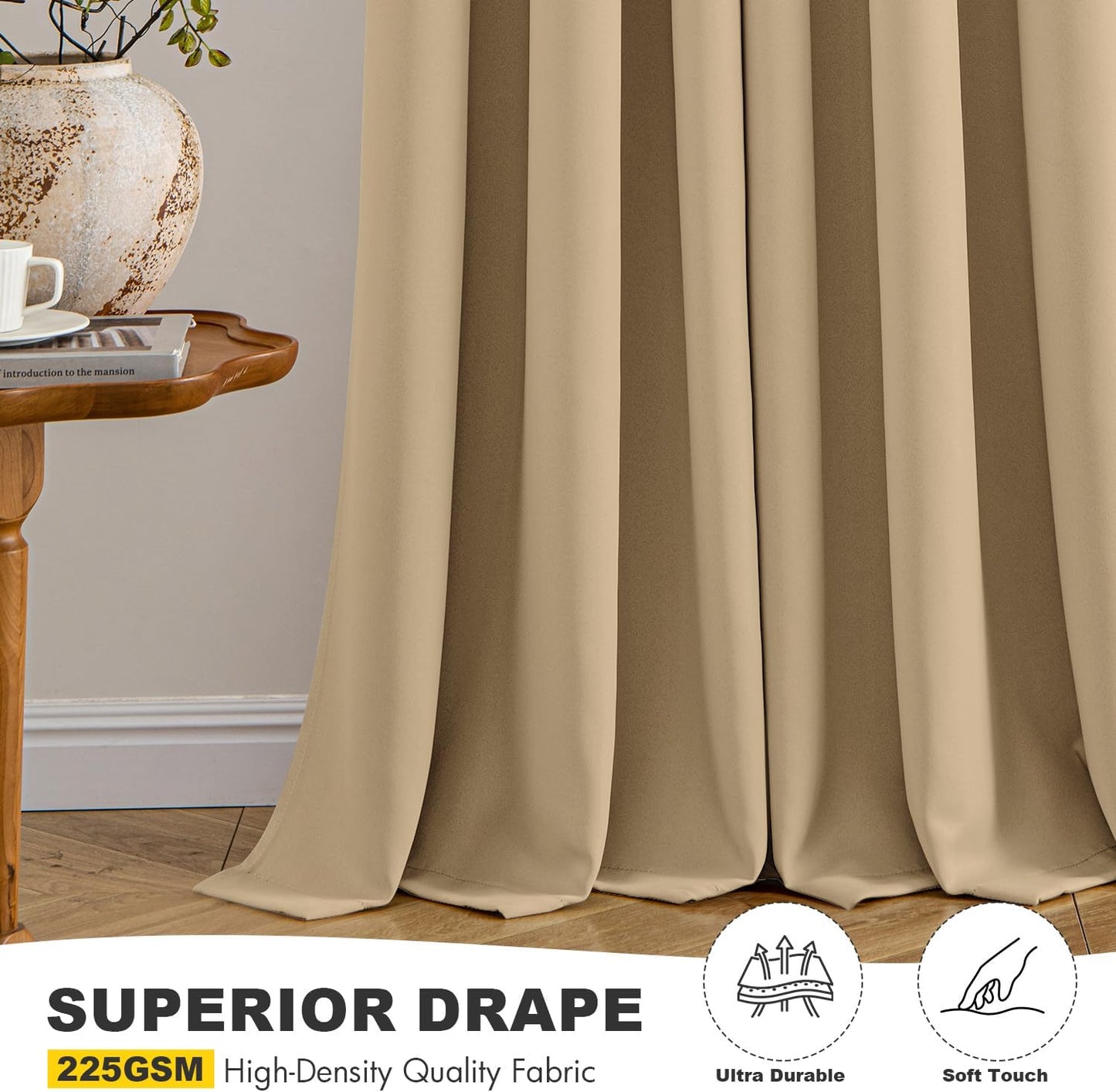 MIULEE Blackout Curtains for Bedroom Living Room 2 Panels, Thermal Insulated Room Darkening Drapes Grommet Noise Reducing Light Blocking Window Treatments 63 Inches Long 40x63 Inch Black - Colors A