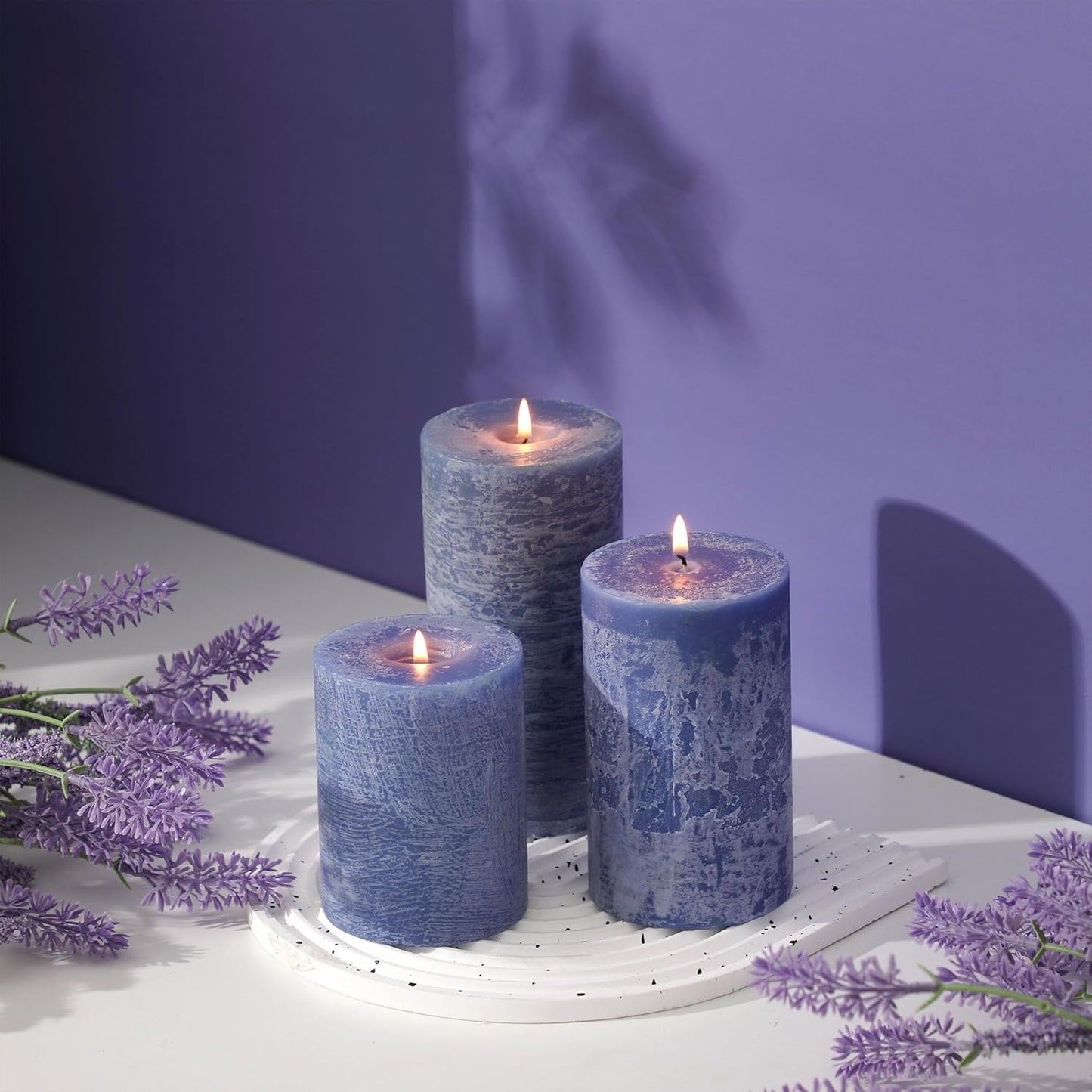 Sage Green Pillar Candles Set of 3 - Hand-Poured Unscented Candles,Smokeless Dripless Candles for Dinner Table and Home, Set of 3 in Different Sizes (3"x4", 3"x5", 3"x6")