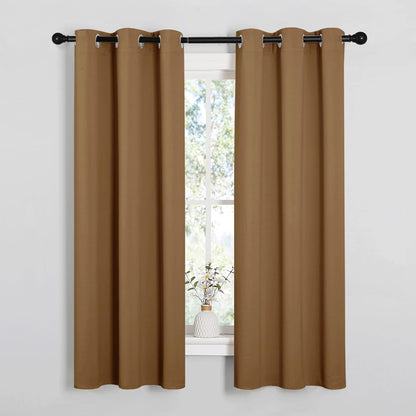 NICETOWN Halloween Pitch Black Solid Thermal Insulated Grommet Blackout Curtains/Drapes for Bedroom Window (2 Panels, 42 inches Wide by 63 inches Long, Black) - Colors A