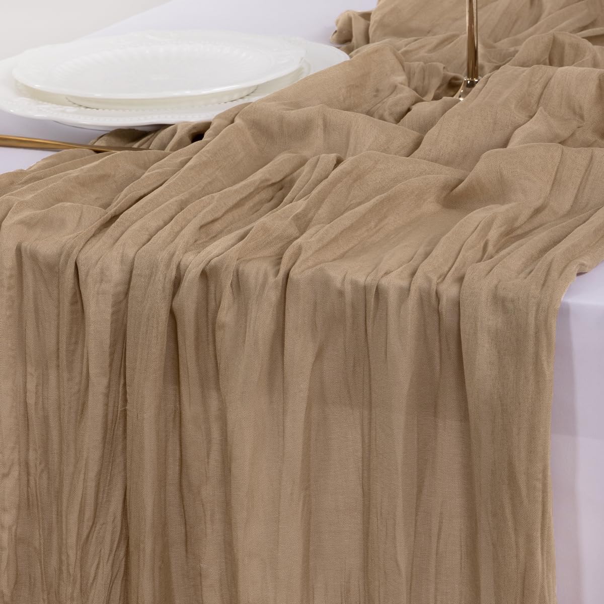 Socomi 3pcs Sage Green Cheesecloth Table Runner Summer Boho Rustic Gauze 120 inch 10FT Cheese Cloth Sheer Runner for Wedding Party Baby Shower Home Decor Holiday Decorations