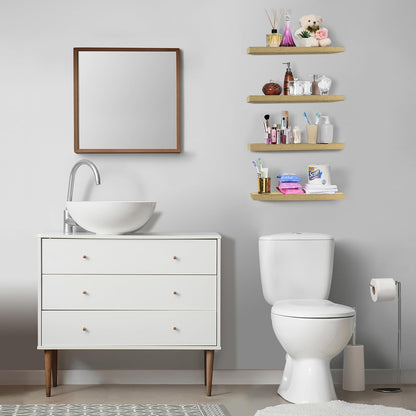 Sorbus Floating Shelves for Wall - 24" Bathroom Shelves, Wall Decor for Bedroom, Kitchen, Living Room, Home Decor & Book Storage - Mounted Floating Shelf with Invisible Brackets (White, 2 Pack)