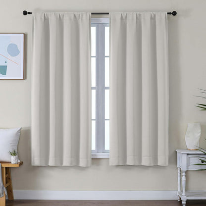 Simplebrand Ava Sage Green Blackout Curtains for Bedroom 63 Inch Length 2 Panels Set, Solid Thermal Insulated Energy Saving Rod Pocket Window Treatment Curtains Blackout Drapes, W40 x L63 Inch, Sage - Colors A