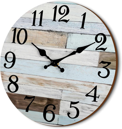 KECYET Wall Clock Battery Operated 8 Inch Silent Non Ticking Coastal Design Country Rustic Retro Decorative for Bathroom Kitchen Living Room Bedroom