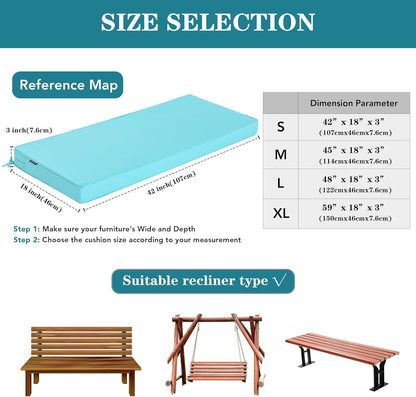 Outdoor Bench Cushions 48 x 18 Inch Thick Waterproof Porch Swing Cushions with Tie Patio Furniture Chair Cushion Bench Pad 5 Year Color Fastness Backyard Seat Pads Navy