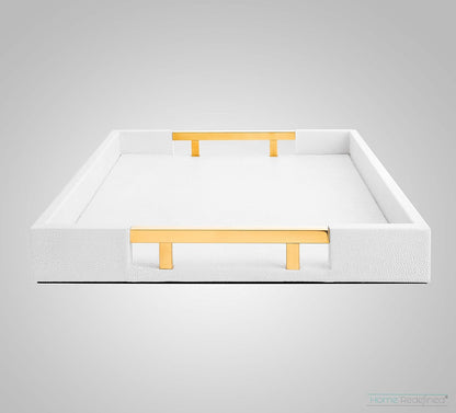 Home Redefined Beautiful Modern Elegant 17.5"x12" Rectangle Classic Black Faux Leather Decorative Tray Ottoman Coffee Table Perfume Living Room Kitchen Serving Tray with Handles for All Occasion's