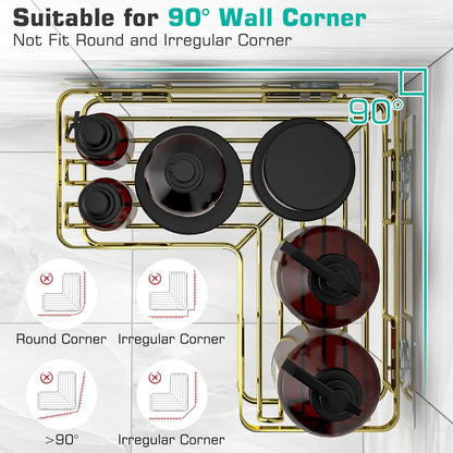 YASONIC Corner Adhesive Shower Caddy, with Soap Holder and 12 Hooks, Rustproof Stainless Steel Bathroom Organizer, No Drilling Wall Mounted Rack, Black, 3-Pack