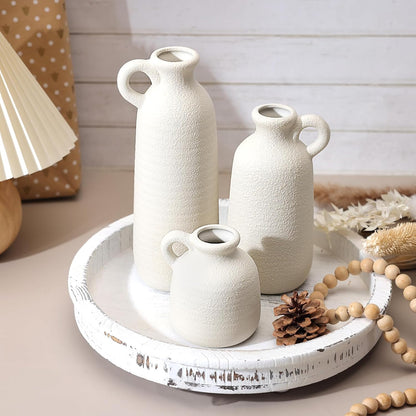 Modern Ceramic Vase Set of 5, Vases Home Decor Rustic Farmhouse Decorative Vase Pottery Vases for Bouquet Pampas Grass Dried Fresh Flowers, Table Living Room Kitchen Bedroom