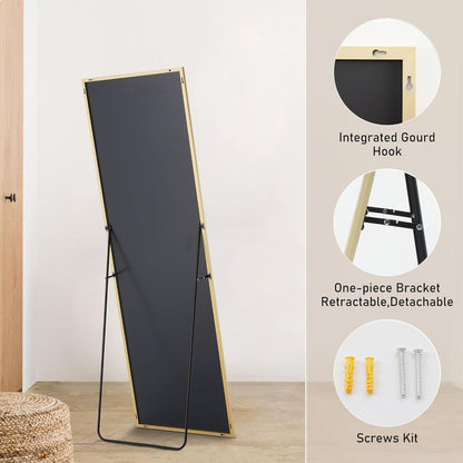 OLIXIS Black Arched Full Length Mirror 60"x16" for Bedroom, Full Body Mirror with Stand, Hanging or Leaning for Wall, Aluminum Alloy Thin Frame Floor Standing for Living Room