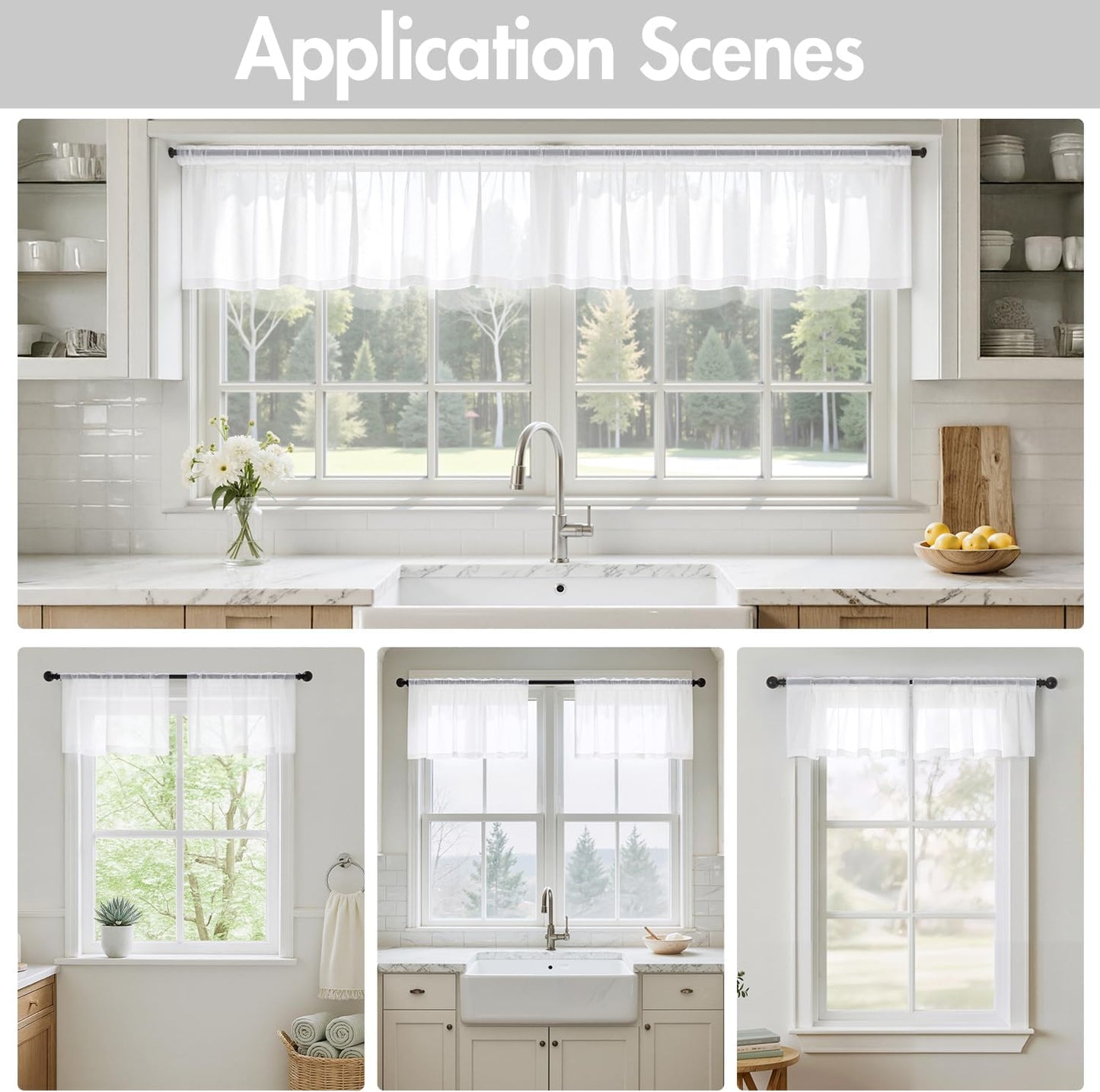 MIULEE White Sheer Curtains 84 Inches Long, 4 Panels Set, Light Filtering Rod Pocket Voile Drapes for Living Room and Bedroom, Airy Soft Fabric Window Treatments, 42 x 84 Inches