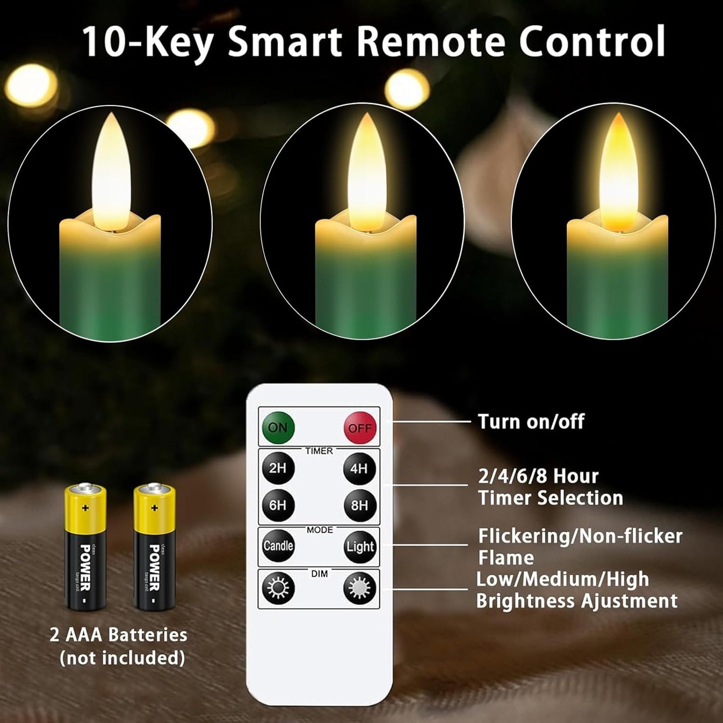 KSWING Upgraded Real Wax Short LED Flameless Taper Candles with Remote, 6 PCS White Candlesticks Battery Operated 3D Flickering - 6" Realistic Fake Candle Sticks for Home/Wedding/Fireplace Xmas Decor