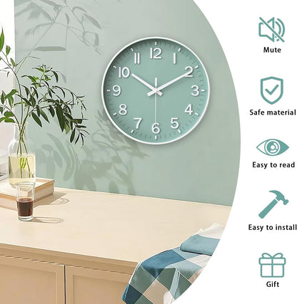 HZDHCLH Wall Clocks Battery Operated,12 inch Silent Non Ticking Modern Wall Clock for Living Room Bedroom Kitchen Office Classroom Decor (Olive Green and Gold)