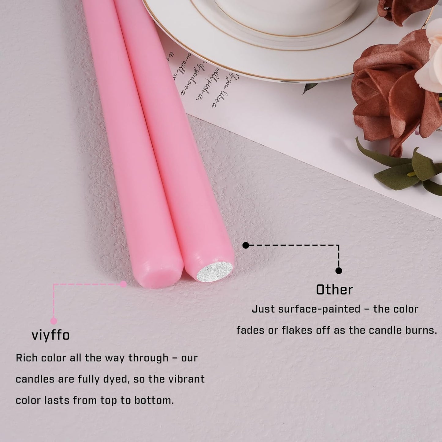 Viyffo Taper Candles, 10 Inch, 4 Pack, Olive Glow – Unscented, Dripless & Smokeless Design, Up to 8 Hour Burn – Long Tall Taper Candlesticks for Wedding, Dinner & Home Decor