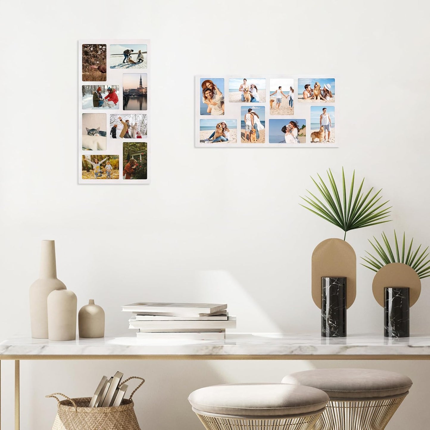 YESKAY 4x6 Picture Frame Collage for Wall Decor, Multiple Photo Collage Frames with Tempered Glass, 7-Opening for 4 x 6 Picture Frames, Rustic Brown, 1 Pack