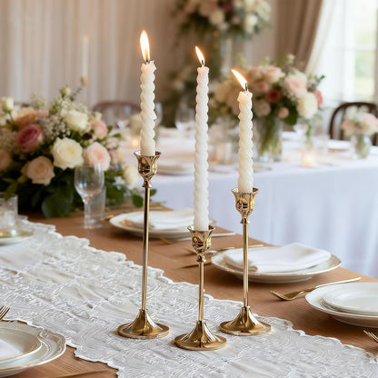 6Pcs Candlestick Holders,Brass Gold Metal Taper Candle Holder for Pillar Candles Sticks Holder for Wedding Fireplace Table Centerpiece Mantel Housewarming Gift