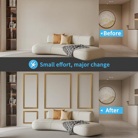 Art3d Pre-Cut Wall Molding Set of 6 pcs, Ready-to-Assemble Wainscoting Panels for Interior Wall Décor Living Room Bedroom Accent Wall - Installed with Glue, 3 Top 3 Bottom