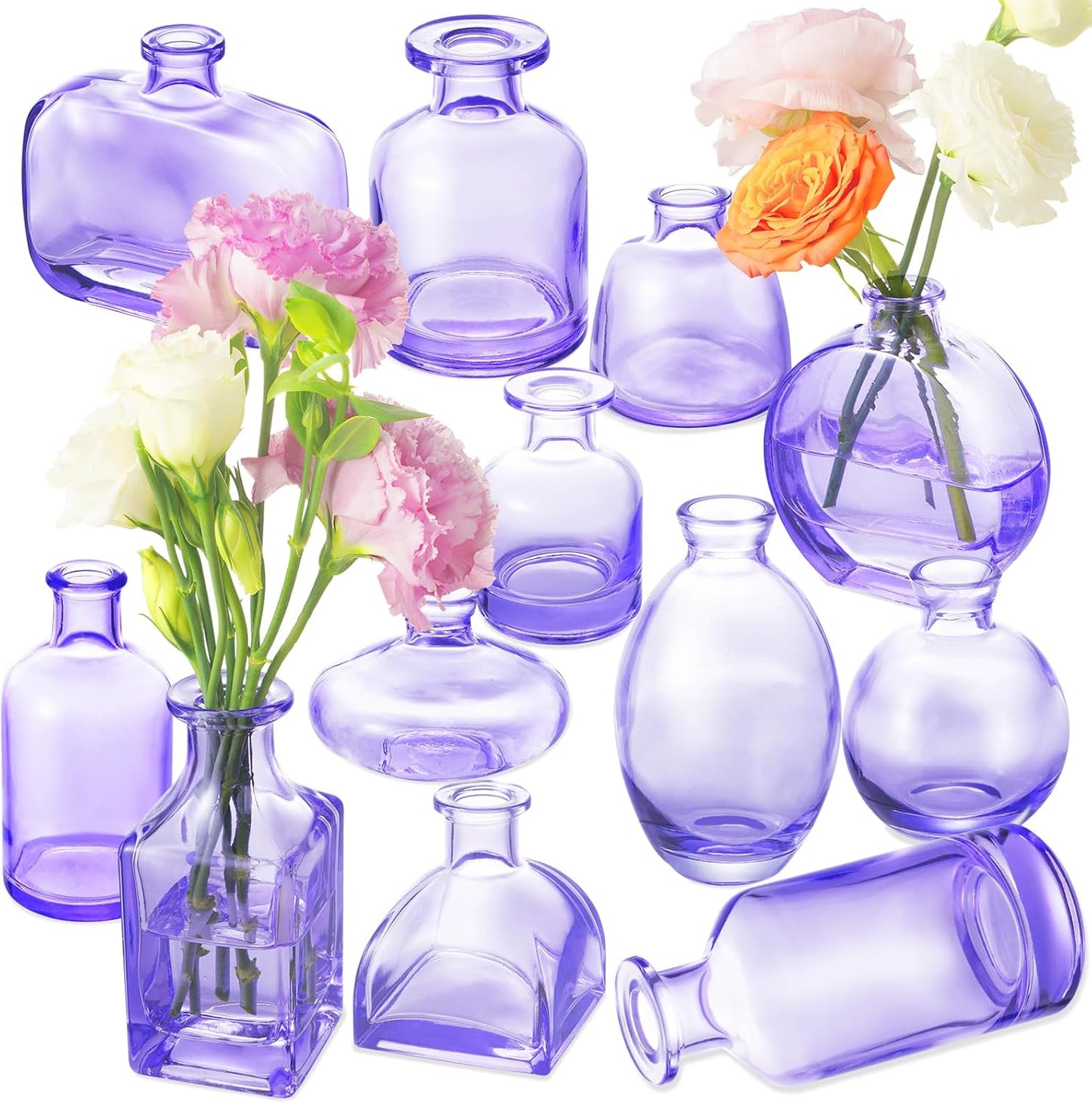 Bud Vases Set of 12, Clear Glass Bud Vase in Bulk, Small Vases for Centerpiece Mini Modern Flower Vase Transparent, Wedding Party Table Home Decor