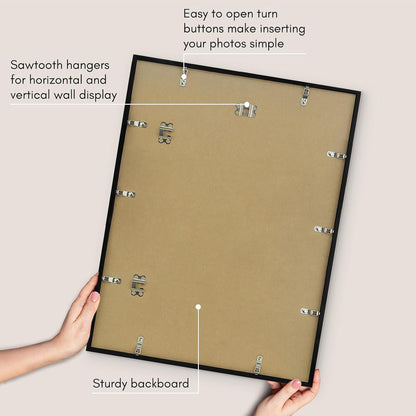 Americanflat 24x36 Poster Frame with Polished Plexiglass - Streamline Collection - Thin Border Picture Frame for Wall Display - Hanging Hardware Included - Black - Colors B