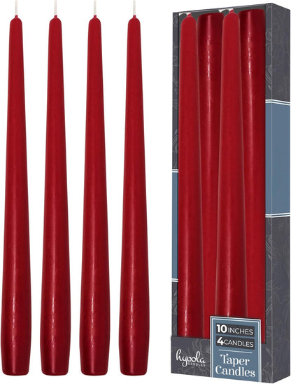 Hyoola Tall Taper Candles - 10 Inch Metallic Gold Unscented Dripless Taper Candles - 8 Hour Burn Time - 4 Pack