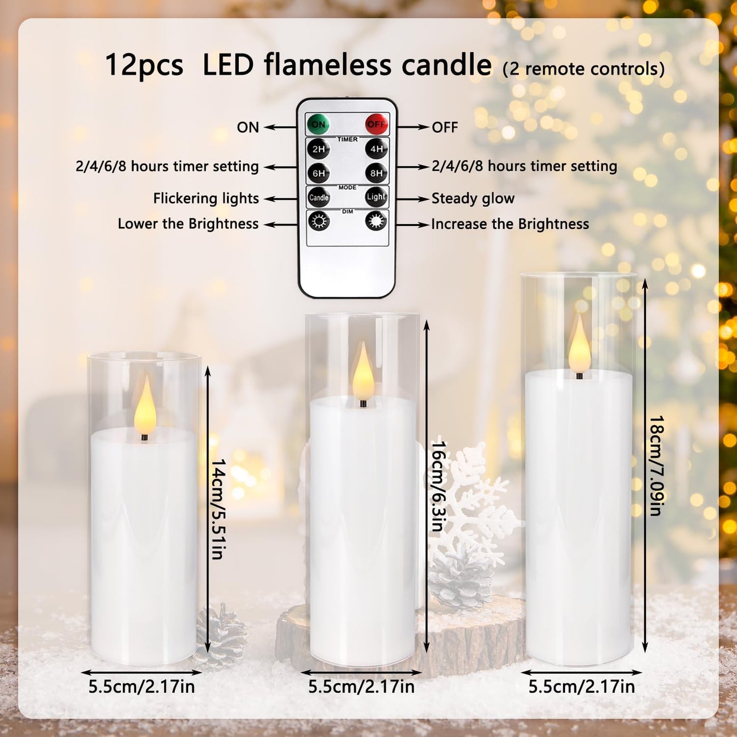 48- Pack of 3 Sizes of LED Flameless Candles.This Candle is Suitable for café, Fancy Restaurant, Bookstore and Other Scenes to Create a Relaxing and Romantic Atmosphere.