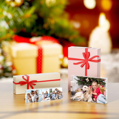 AITEE 4x6 Acrylic Picture Frames 3 Pack, 20% Thicker Block, Clear Picture Frames Freestanding Double Sided Magnetic Acrylic Lucite Frameless Transparent Square Frame Gift for Desktop Display