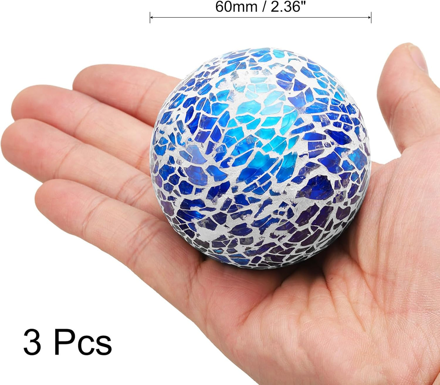 uxcell 3Pcs Decorative Glass Balls 2.36 Inch Orbs Centerpiece Balls Mosaic Glass Ball Sphere for Decor Bowls Vases Dining Table Party, Dark Blue