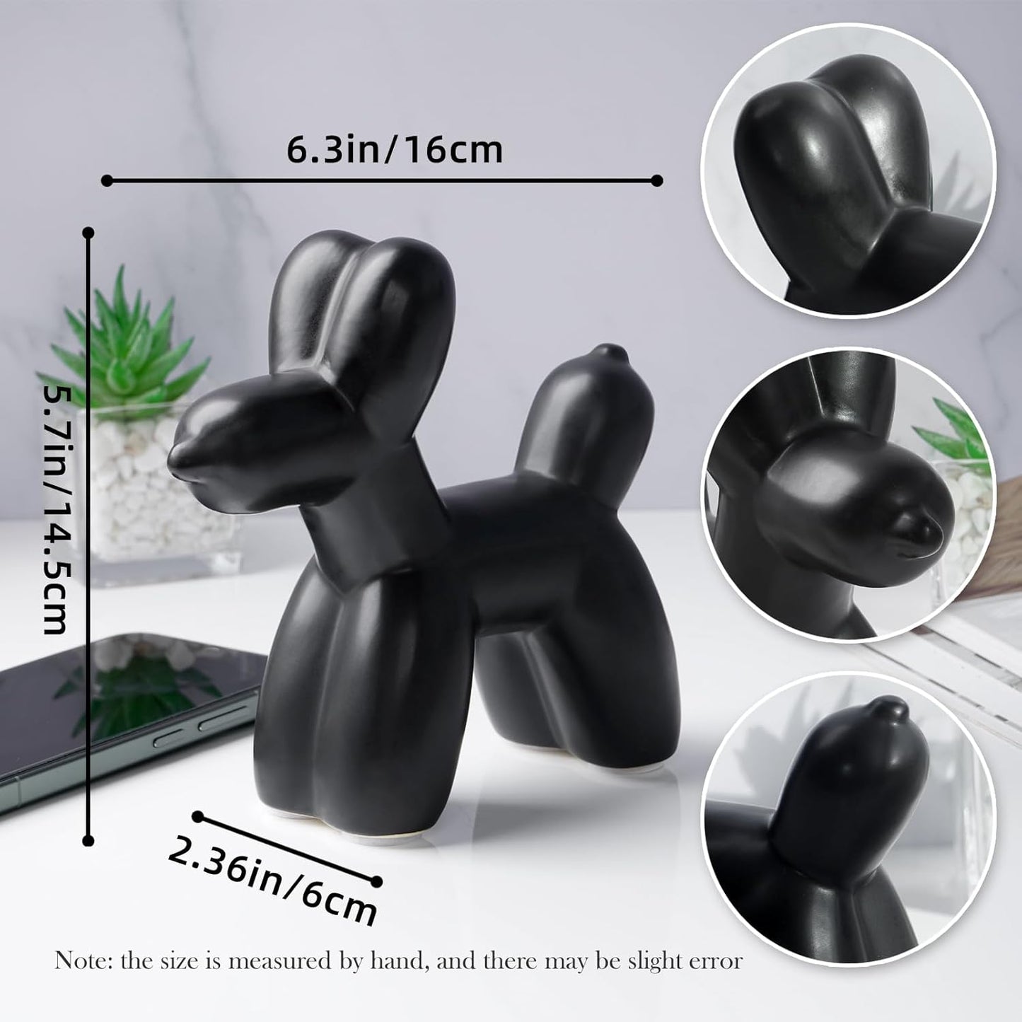 Notakia Cute Ceramics Balloon Dog Statue Crafts Gold Living Room Desktop Decorations,Handmade Modern Small Ceramic Animal Statue Ornament Gold Home Decor Accents