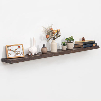 Floating Shelves 36 Inches Long - 8 Inch Deep Rustic Premium Solid Pine Wood for Storage - Farmhouse Wall Mounted for Living Room - Heavy-Duty Metal Bracket - 36" W x 8" D - Set of 2 - White Color