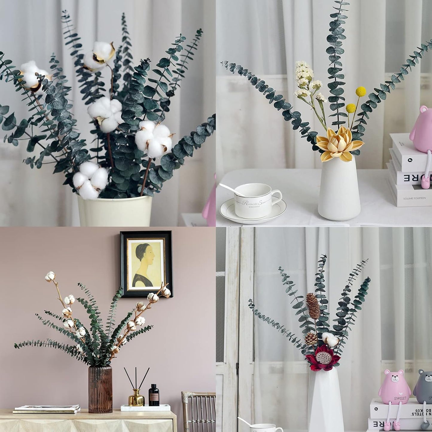 Eucalyptus for Shower 10 Pcs Hanging Dried Eucalyptu Stems 17" Real Eucalyptus Bundle 100% Made from Fresh Eucalyptu Wedding Decor Home Decor Farmhouse Room Decor DIY Artificial Plants Flowers