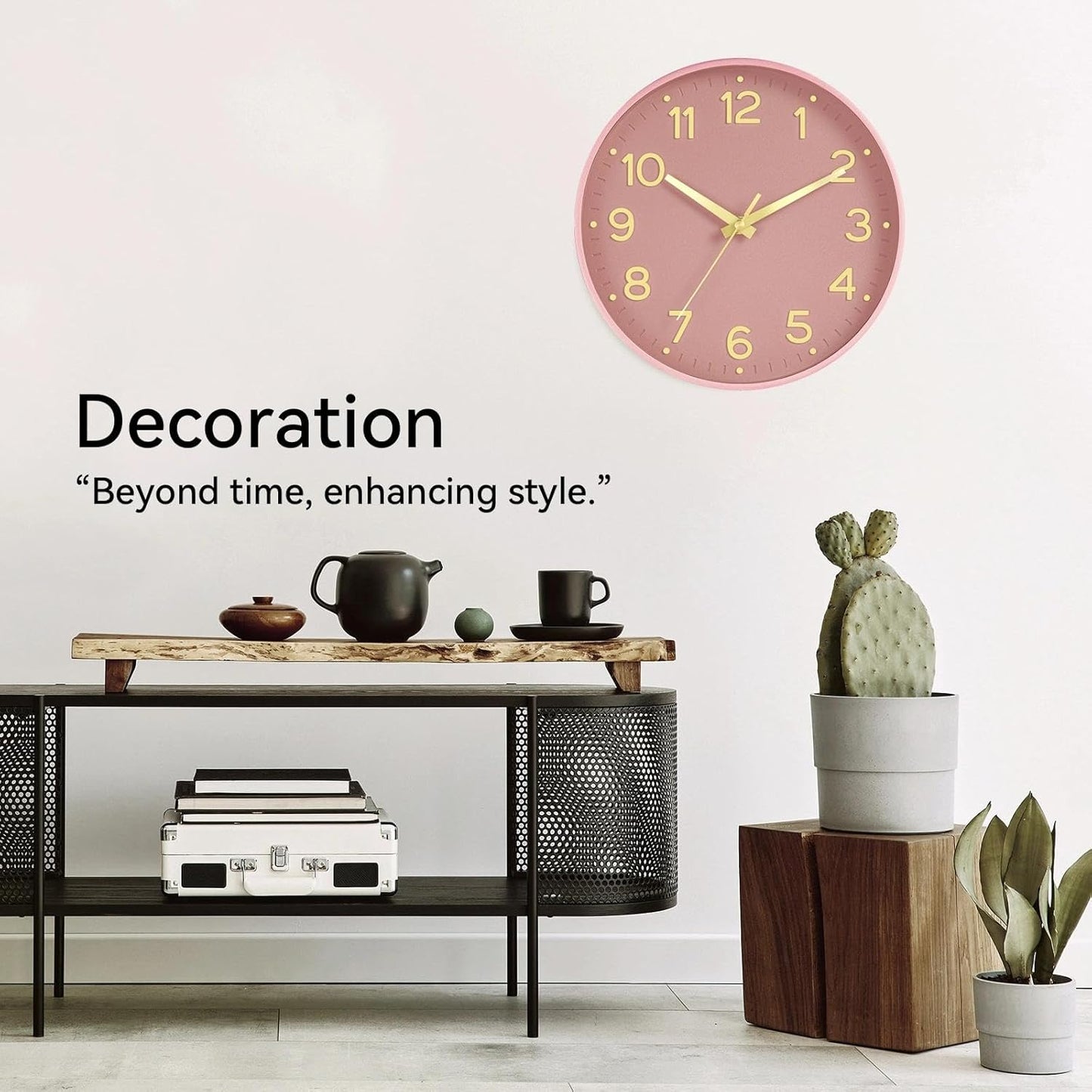 Roymnie Wall Clock Green, Silent Wall Clocks Battery Operated 8 Inch-Modern Non Ticking Analog Clock Decorative for Kitchen Office Bathroom Bedroom(Gold)