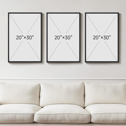 Large Framed Abstract Nature Landscape Wall Art for Living Room, Set of 3 Modern Canvas Prints Paintings Artwork for Walls, Green Lake Pictures for Hallway, Dining Room, Office Wall Decor 24x36 Inch