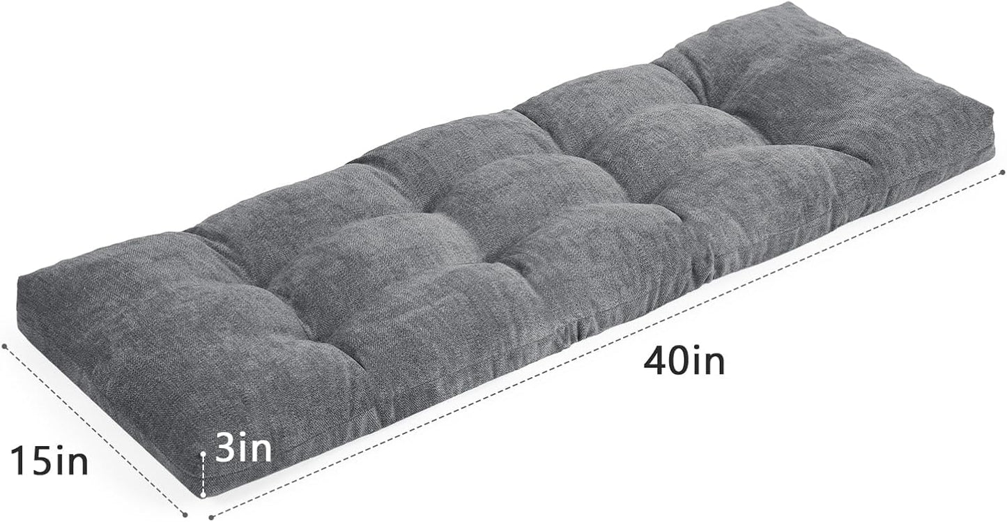 baibu 36 Inch Memory Foam Bench Cushion, Dual-Layer Patent Design Non-Slip Indoor Bench Cushion with Ties, 36x15x3Inch, Beige
