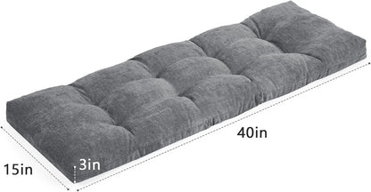baibu 36 Inch Memory Foam Bench Cushion, Dual-Layer Patent Design Non-Slip Indoor Bench Cushion with Ties, 36x15x3Inch, Beige