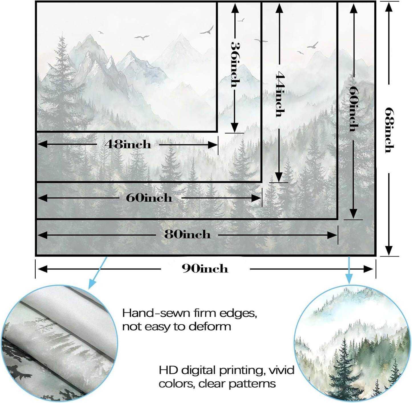 Zussun Black and White Tapestry Starry Night Mountain Tapestries for Bedroom Aesthetic Moon and Stars Tapastry's Wall Hanging Dark Nature Forest Wall Tapestry for Living Room Dorm (48'' × 36'')