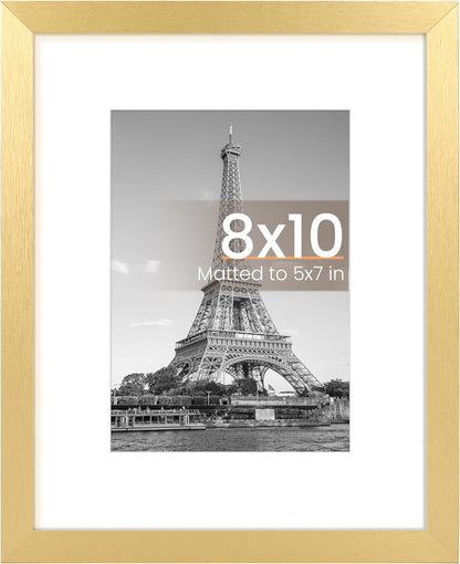 upsimples 8x10 Picture Frame, Display Pictures 5x7 with Mat or 8x10 Without Mat, Wall Hanging Photo Frame, Black, 1 Pack - Colors B