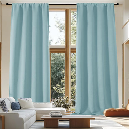 Simplebrand Ava Sage Green Blackout Curtains for Bedroom 63 Inch Length 2 Panels Set, Solid Thermal Insulated Energy Saving Rod Pocket Window Treatment Curtains Blackout Drapes, W40 x L63 Inch, Sage - Colors A