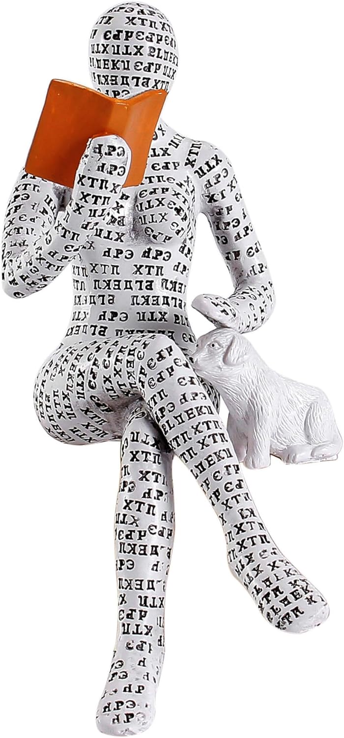 GRAPMKTG Home Decor Pulp Reading Women Thinker Statue Aesthetic Sculpture Room Decor Modern Abstract Decoration on Shelf Table Desk for Living Room Office Bedroom A