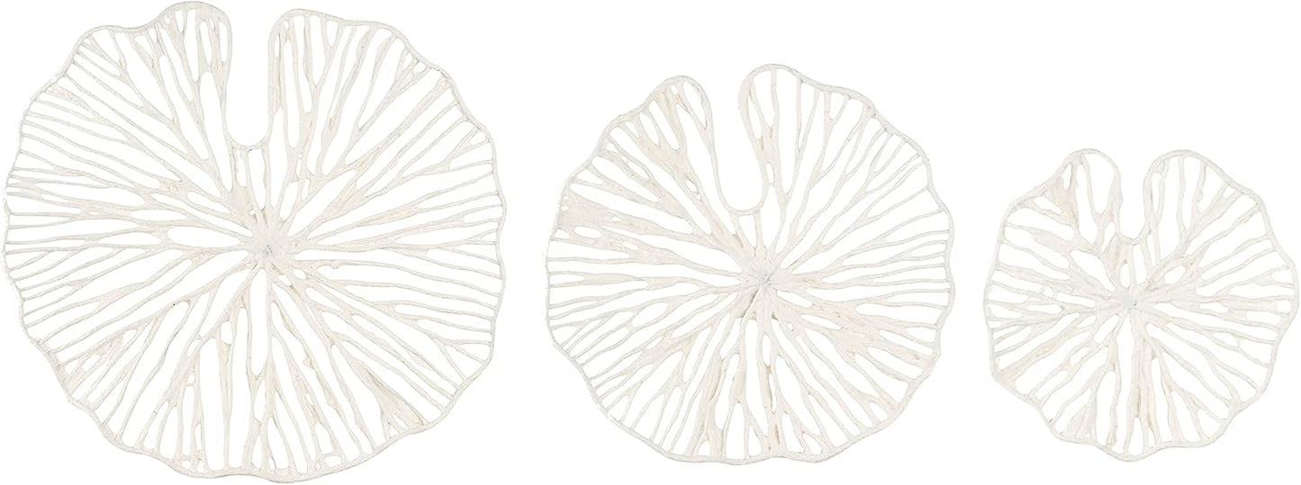 Creative Co-Op Handmade White Coral Shaped Paper & Metal Wall Décor (Set of 3 Sizes)