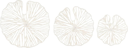 Creative Co-Op Handmade White Coral Shaped Paper & Metal Wall Décor (Set of 3 Sizes)