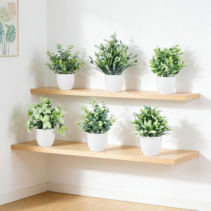 4pcs Fake Small Plants, Artificial Greenery Potted Plant for Home Office Decor, Small Faux Gray Grass Eucalyptus for Bathroom Plants Decoration, Mini Plant Potted Table Shelf Decoration