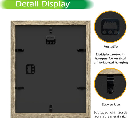 FrameWorks 11” x 14” Dark Oak Wooden Shadow Box Frame – Display Case with Soft Felt Back, Memory Box with Tempered Glass, Display Box with Elegant White Ball Push Pins, Wooden Flower Box